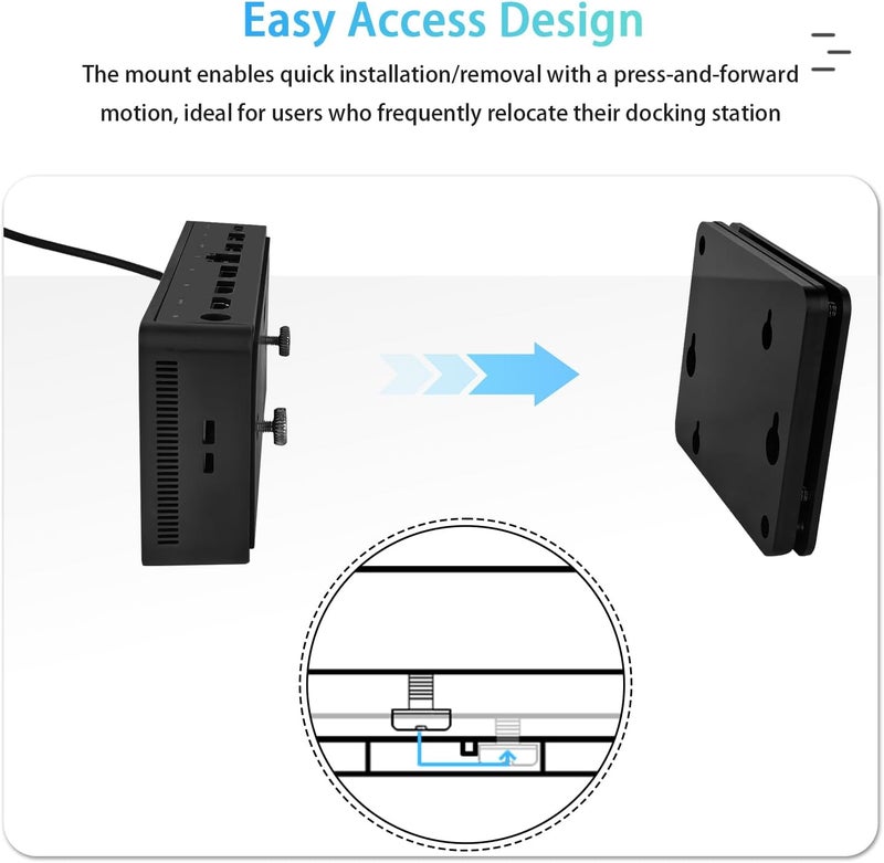 IFCASE Under Desk/Wall Mount for Dell WD25 SD25, UD22 WD22TB4, WD19 WD19S WD19TBS Series Docking Station with Power Brick Holder (Black) - Image 3